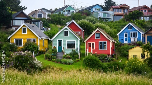 Colorful Cottages on a Scenic Hill