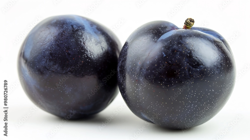 Two Ripe Plums on a White Background Two Ripe Plums on a White Background
