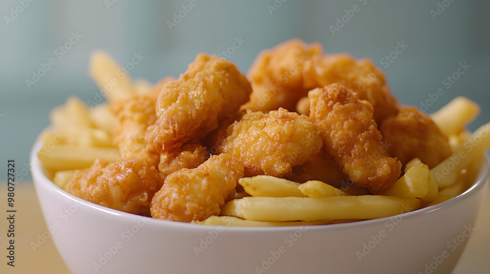 Delicious French Fries Topped with Melted Cheese in Fast Food Packaging Delicious French Fries Topped with Melted Cheese in Fast Food Packaging