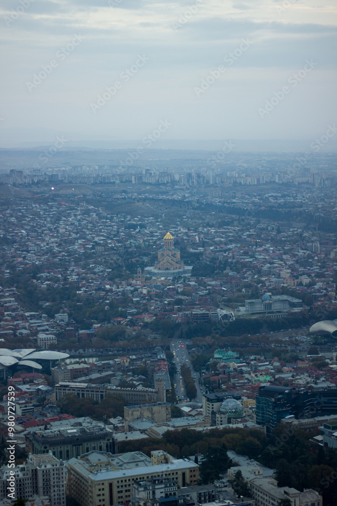 View of Tsminda Sameba Cathedral from above, Tbilisi, Georgia. View of Tsminda Sameba Cathedral from above, Tbilisi, Georgia.