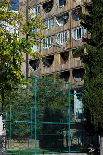 Basketball court in Nutsubidze plateau in Tbilisi, Georgia photo