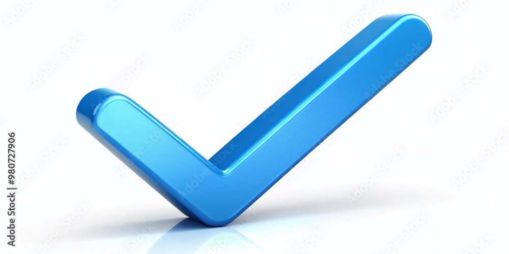 A bright blue checkmark symbol on a white background, indicating approval, confirmation, and validation, with a subtle A bright blue checkmark symbol on a white background, indicating approval, confirmation, and validation, with a subtle