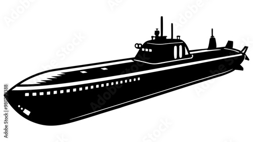 submarine silhouettes vector. seawater submarine black illustration 