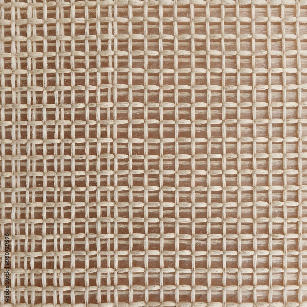close-up view of a woven mesh fabric. The layout consists of a repetitive pattern of interlaced threads forming a grid of small, evenly spaced holes. close-up view of a woven mesh fabric. The layout consists of a repetitive pattern of interlaced threads forming a grid of small, evenly spaced holes.