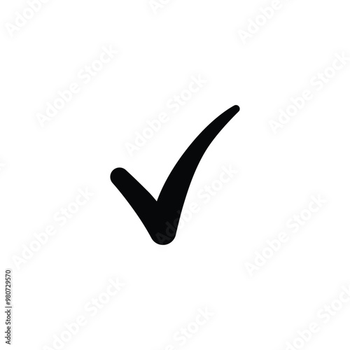 Freehand Checkmark Icon, Approval or Done Symbols