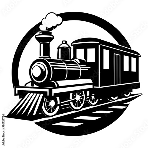 vector train silhouette old train black illustration on white background 