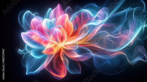 3D rendering of blooming flowers