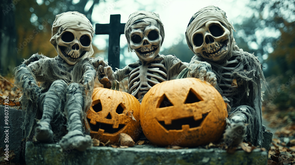 Halloween is celebrated with costumes, trick-or-treating, and spooky decorations Halloween is celebrated with costumes, trick-or-treating, and spooky decorations