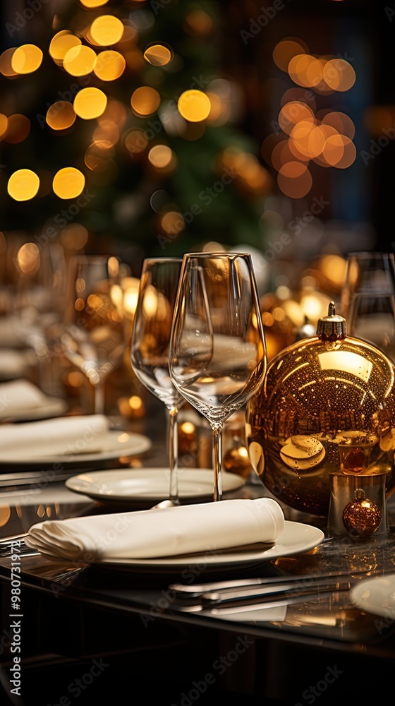 fine dining table setting in golden color theme fine dining table setting in golden color theme