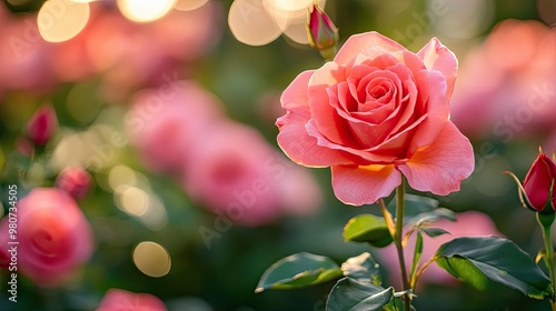 Rose blooms in the garden. Selective focus