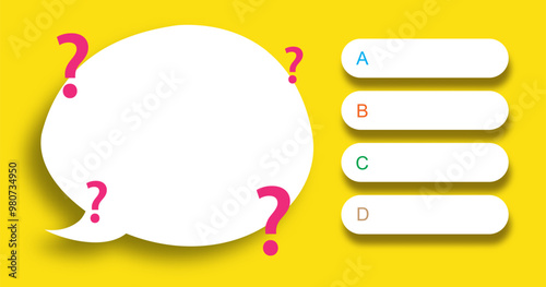Quiz game menu template speech bubble for examination test, tv show, faq, education, interesting funny facts, learning, social media. Ask help illustration. Vector 10 eps