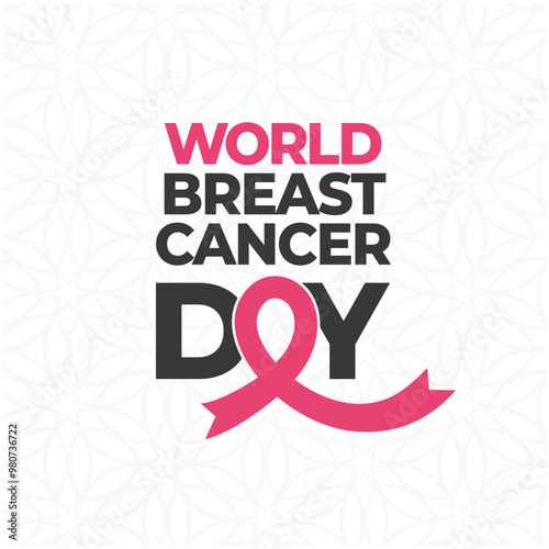 Pink ribbon to World Breast Cancer Awareness month. Bright Brest Cancer medical Post. Vector illustration.