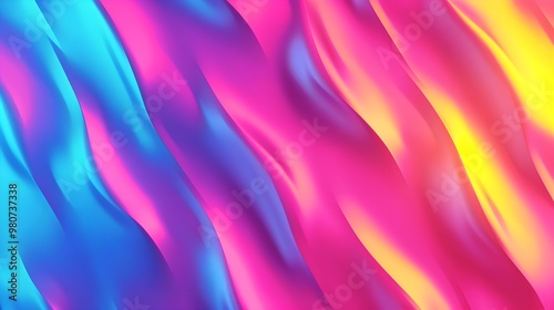 Colorful abstract vibrant diagonal waves. Saturated neon gradient background texture 