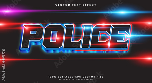Police editable text effect Template with lighting effect
