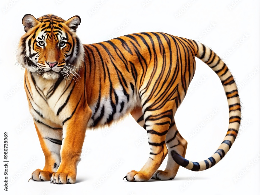 Naklejka premium A creative illustration of a majestic tiger's body shaped like a cursive letter C, blending wildlife with typography