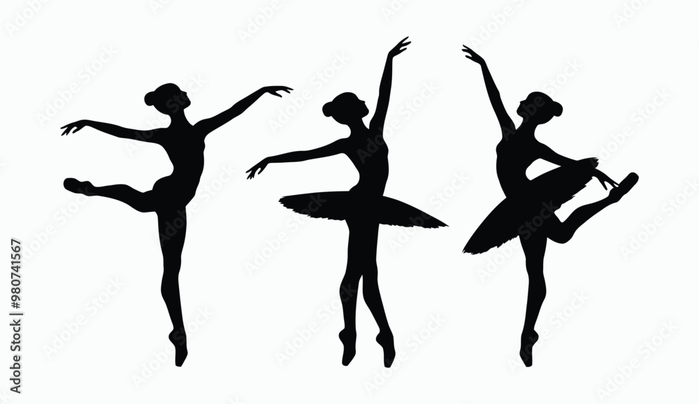 Ballerina dancing silhouette EPS vector art illustration template on a white background Ballerina dancing silhouette EPS vector art illustration template on a white background