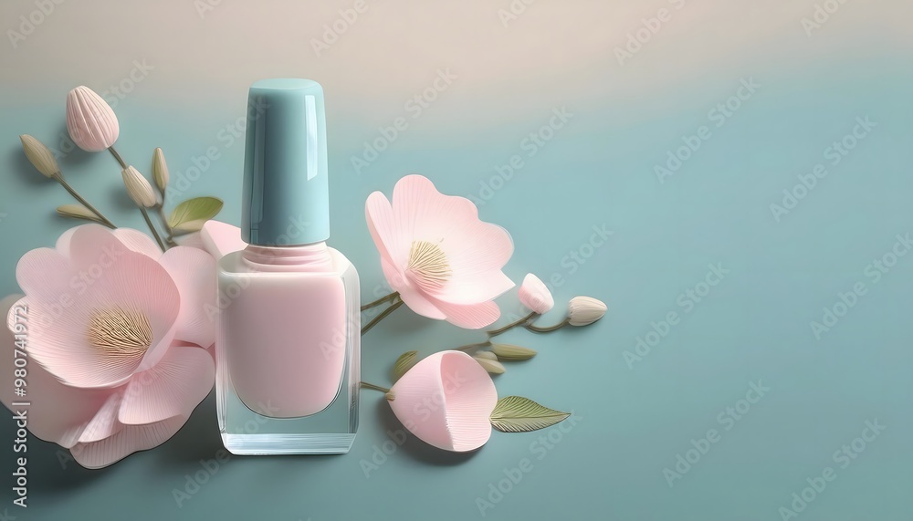 A package of matte pastel nail polish with minimalist lines and a floral design. A package of matte pastel nail polish with minimalist lines and a floral design.