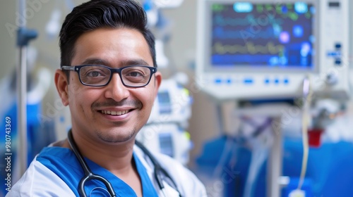 Smiling Anesthesiologist in Hospital photo