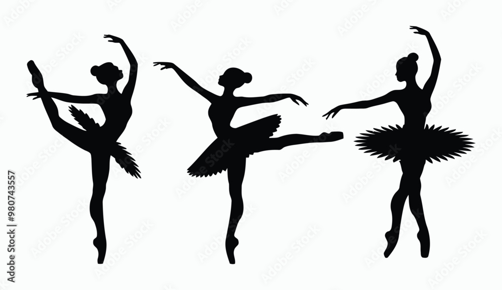 custom made wallpaper toronto digitalBallerina dancing silhouette EPS vector art illustration template on a white background