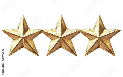 Five Gold rating star isolated on white or transparent background