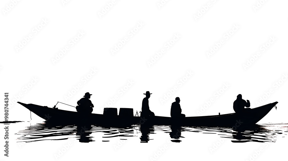 Naklejka premium on boat silhouettes