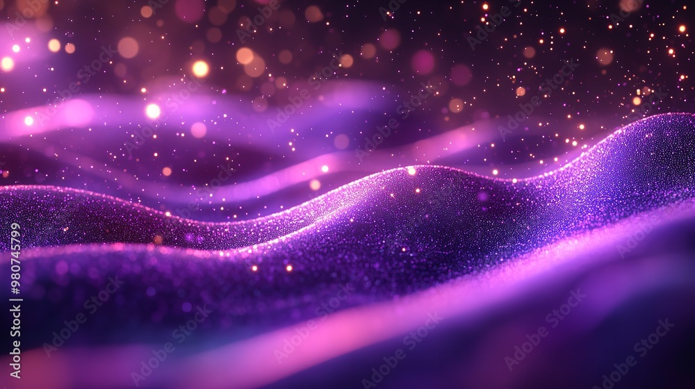 Purple Digital Wave with Particle Effect Background Purple Digital Wave with Particle Effect Background