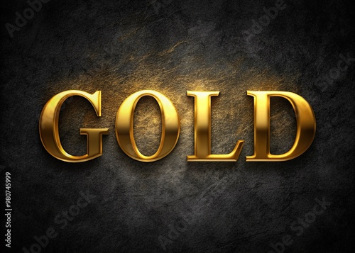 Luxurious gold text effect with editable, shiny, sparkly, glittering font style on a dark, textured, grungy black background, perfect for opulent designs and decals.