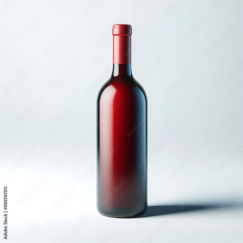 Blank 3D Red Wine Bottle Mockup Template Design on White Background Blank 3D Red Wine Bottle Mockup Template Design on White Background