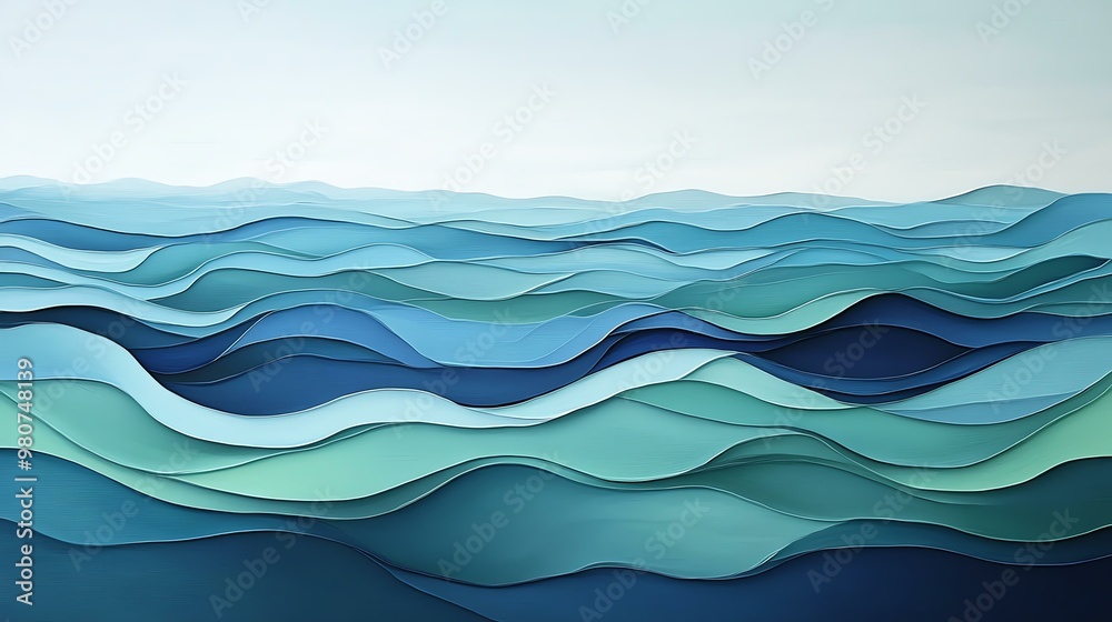 Abstract ocean waves in varying shades of blue, creating a serene and calming atmosphere perfect for artistic projects. Abstract ocean waves in varying shades of blue, creating a serene and calming atmosphere perfect for artistic projects.