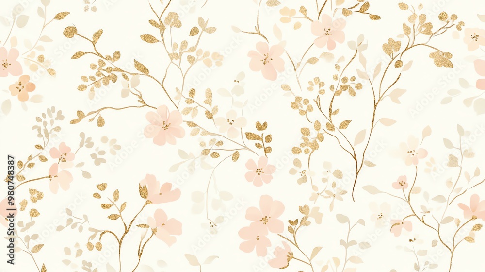 Delicate floral pattern featuring soft pink and gold hues on a light background, perfect for adding a touch of elegance to any design. Delicate floral pattern featuring soft pink and gold hues on a light background, perfect for adding a touch of elegance to any design.
