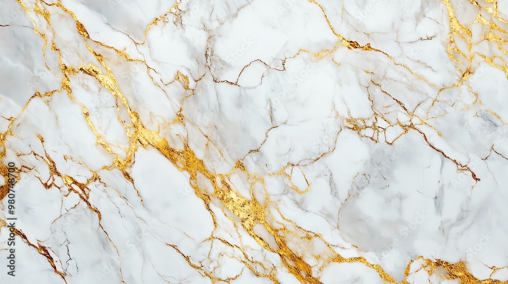 Elegant white marble texture with striking golden veins, perfect for luxurious design projects and backgrounds. Elegant white marble texture with striking golden veins, perfect for luxurious design projects and backgrounds.