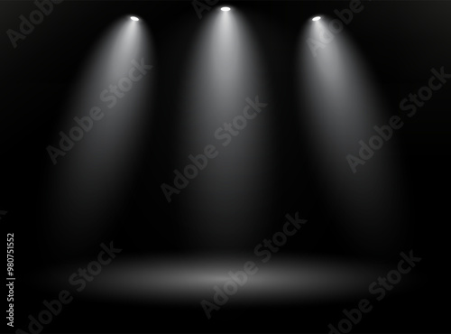 Black and gray Spotlight Background. Space for selling products on the website. Empty room with spotlight effect. Vector illustration.