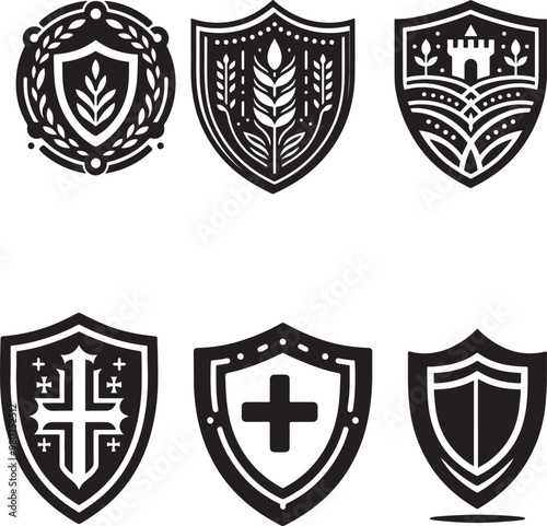  a shield icon silhouette vector art style