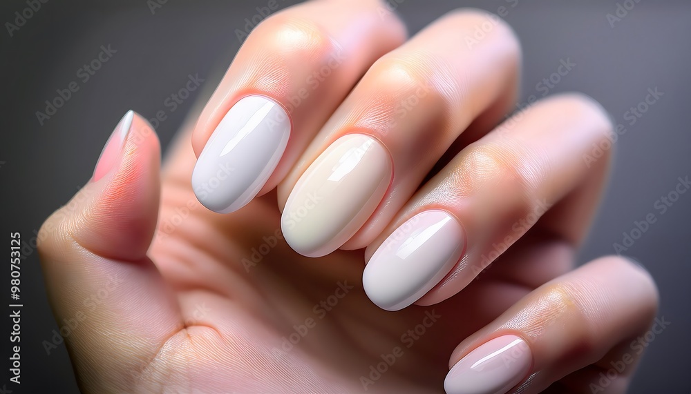 Light pastel nails with a matte finish show off a gradient ombre effect on your hands. Light pastel nails with a matte finish show off a gradient ombre effect on your hands.