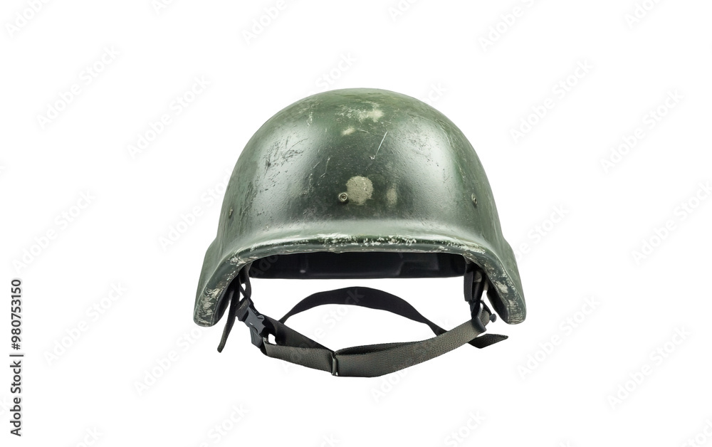 Fototapeta premium Front view of a green military isolated on white or transparent background