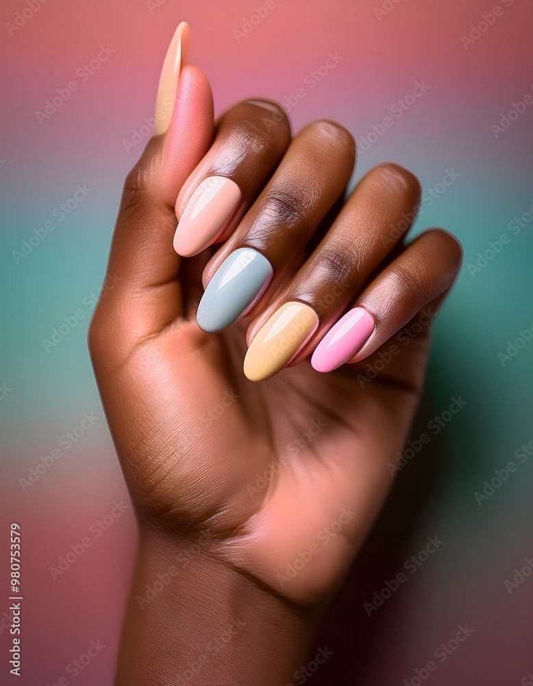Light pastel nails with a matte finish show off a gradient ombre effect on your hands. Light pastel nails with a matte finish show off a gradient ombre effect on your hands.