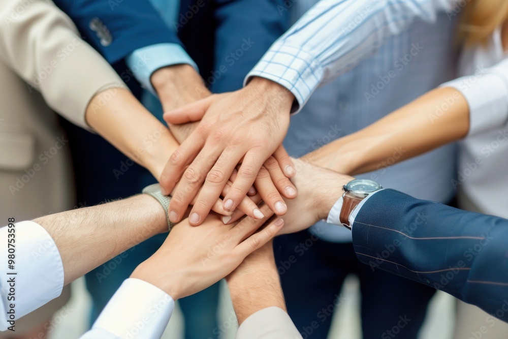 Fototapeta premium Hands of business people togetherness cooperation teamwork.