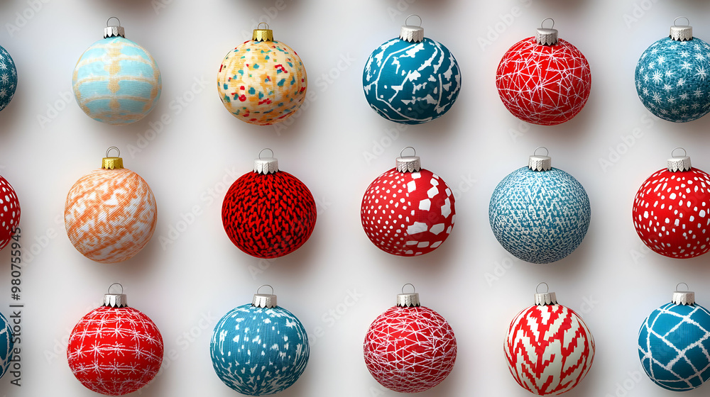 Seamless Minimal Background of 3D Upcycled Fabric Christmas Ornaments | Vibrant Patterns & Textures for a Zero Waste Holiday Season | Eco-Friendly Decorative Icons Seamless Minimal Background of 3D Upcycled Fabric Christmas Ornaments | Vibrant Patterns & Textures for a Zero Waste Holiday Season | Eco-Friendly Decorative Icons