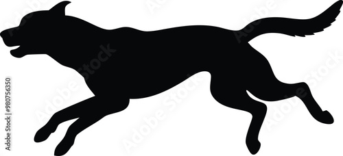 Dog Silhouette, Running Dog Vector, Playful Dog Silhouette SVG