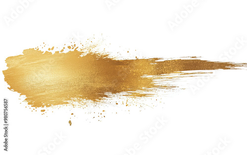 Gold ink brush stroke Gold brush isolated on white or transparent background
