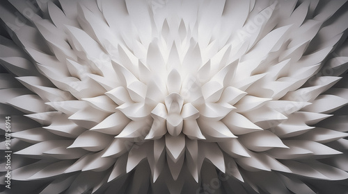 Unique white 3d wall, pointy shapes, AI generated