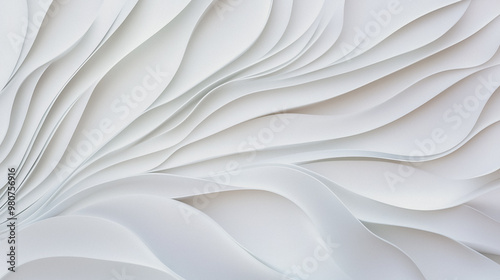 Abstract white wave background, AI Generated
