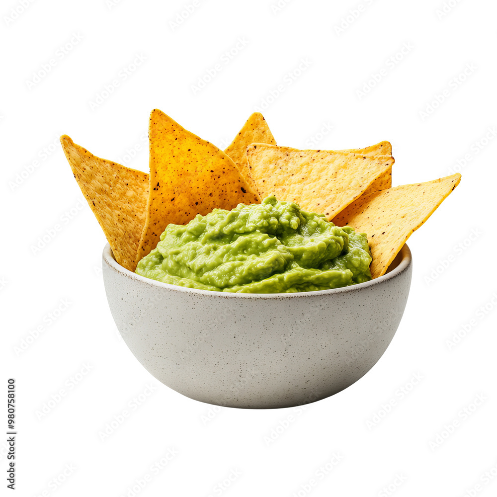 A delicious bowl of guacamole served with crispy tortilla chips, perfect for snacks or parties. A delicious bowl of guacamole served with crispy tortilla chips, perfect for snacks or parties.