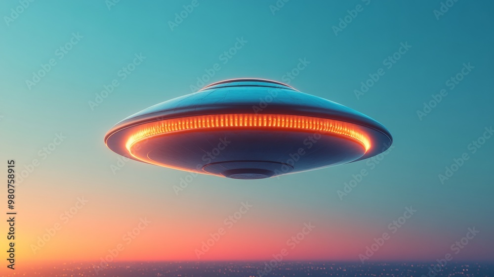 A large, glowing, alien shaped object is flying through the sky A large, glowing, alien shaped object is flying through the sky