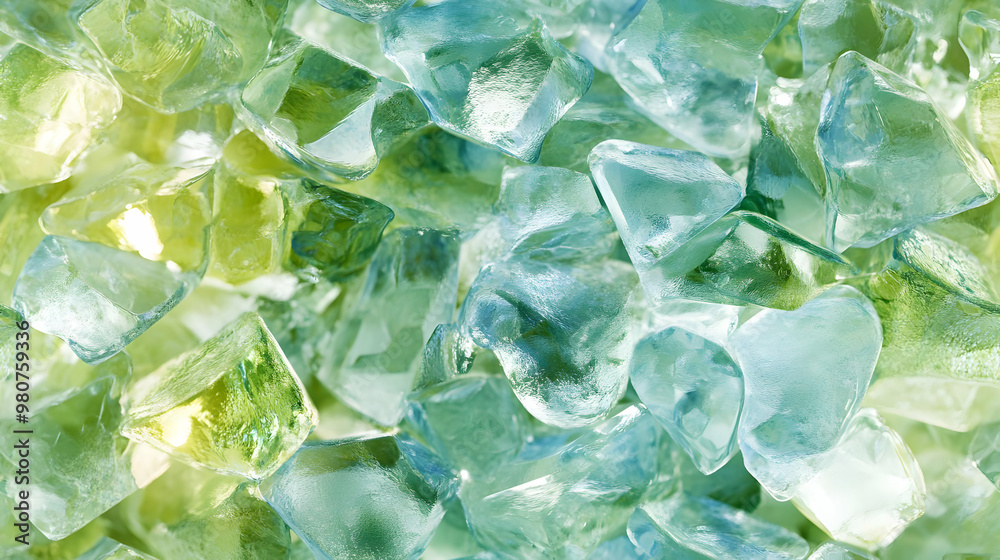 Obraz premium 3D Recycled Glass Background: Seamless Eco-Friendly Design Elements for a Sustainable New Year 2025, Capturing Textures and Colors for a Modern Look