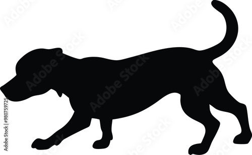 Dog Silhouette, Running Dog Vector, Playful Dog Silhouette SVG