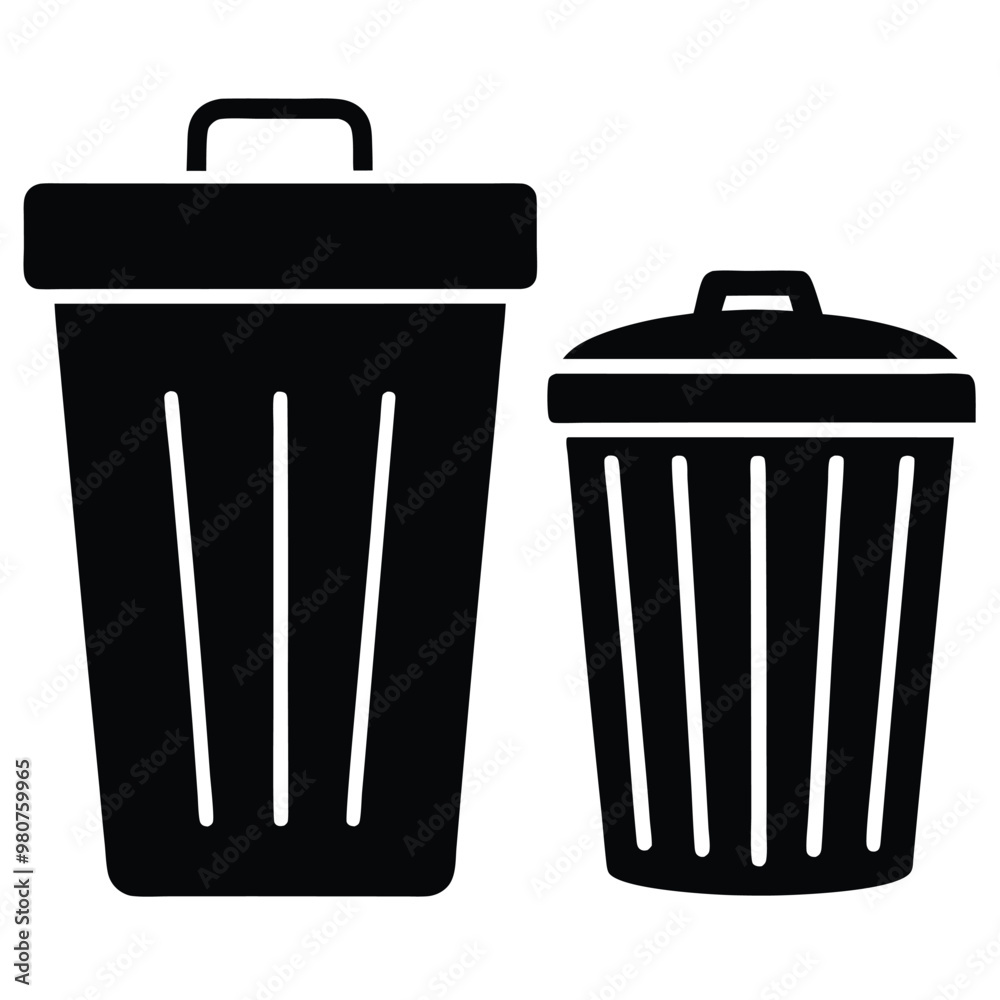 set of trash can icon- silhouette vector set of trash can icon- silhouette vector