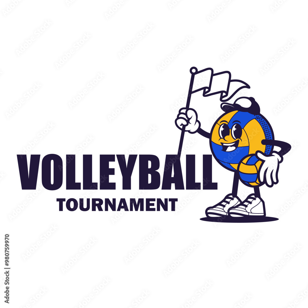 Volleyball Event Mascot – Cartoon Ball Ready for Tournament Volleyball Event Mascot – Cartoon Ball Ready for Tournament