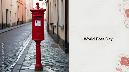 Celebrating World Post Day with a focus on mail, stamps, and postal service, showcasing global communication and delivery systems