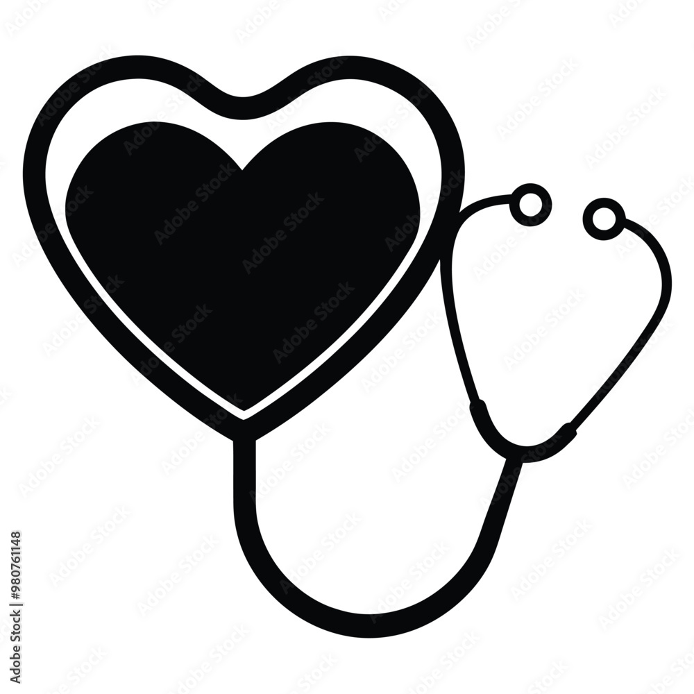 stethoscope heart vector silhouette vector stethoscope heart vector silhouette vector